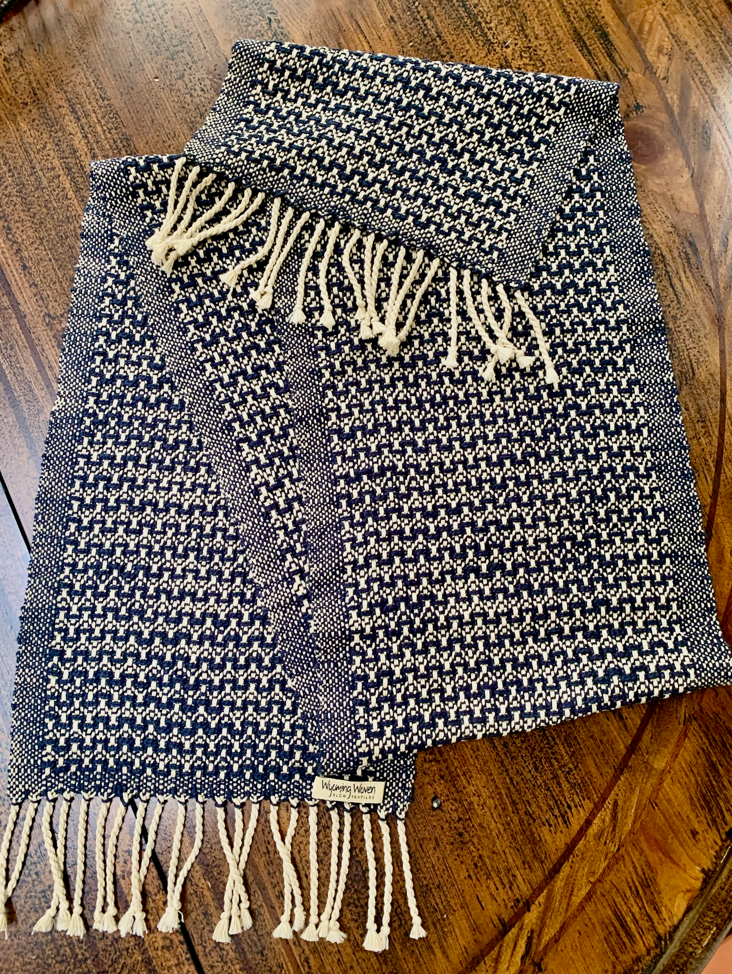 Navy Canvas Weave Scarf