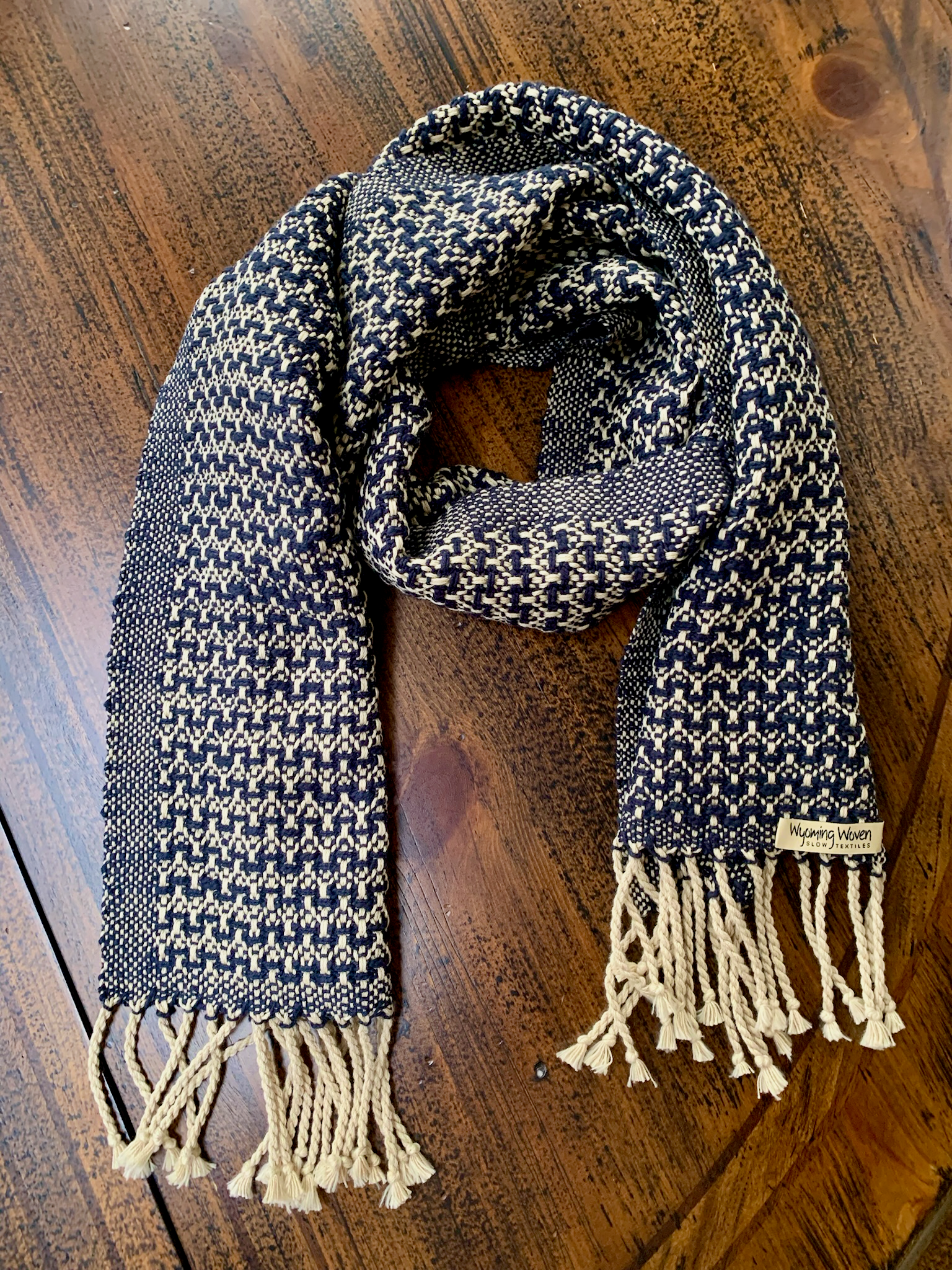 Navy Canvas Weave Scarf
